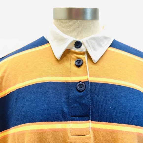 NWT SO Juniors Long Sleeve Pullover Collared Neck Striped Blue Shirt Size Large - Picture 2 of 13